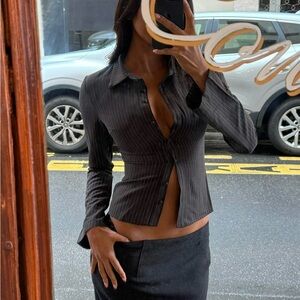 Black Pinstripe Top from Princess Polly